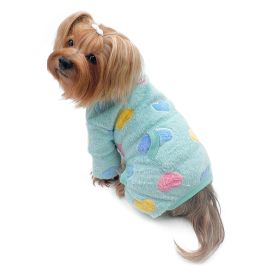 Ultra Plush Colorful Hearts Turtleneck Pajamas (Color: Blue, size: L)